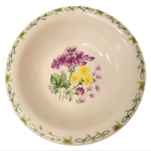 1 Vtg Cereal Soup Bowl Thompson Floral Garden Stoneware Geraniums